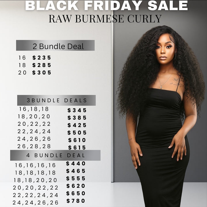 Black Friday Raw Hair Bundle Deal (Burmese Curly) Ships after Christmas